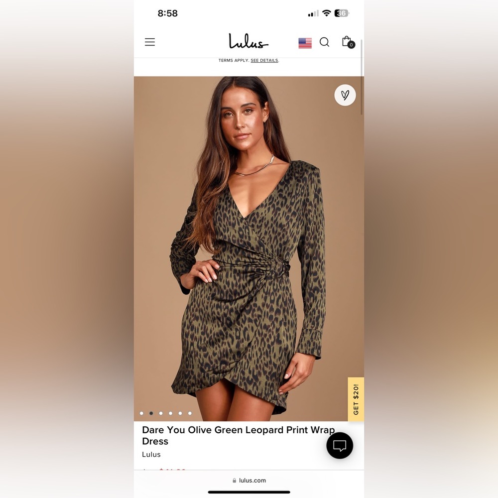 NWT Dare You Olive Green Leopard Print Wrap Dress